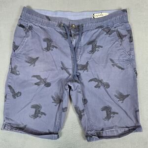 Being Human Men's Eagle Print Drawstring Shorts Blue Size 34 Casual Cotton Short
